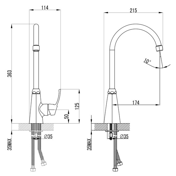 Смеситель для кухни Azario AZ-HU245900 фото 2