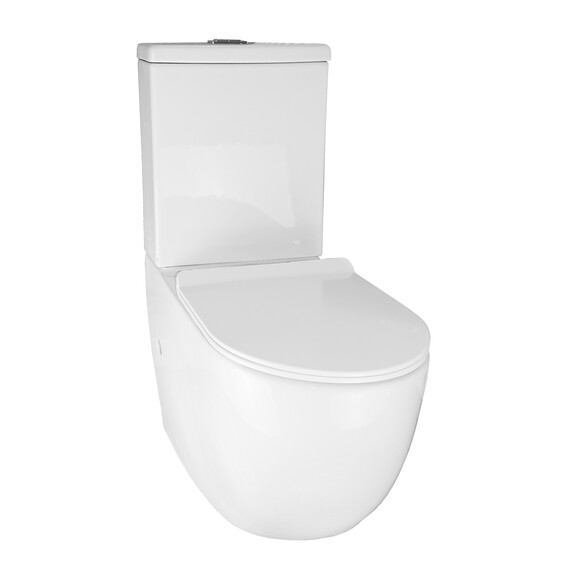 Унитаз-компакт безободковый Azario Corsa AZ-2062T с тонкой крышкой микролифт (Система смыва Торнадо) фото 2