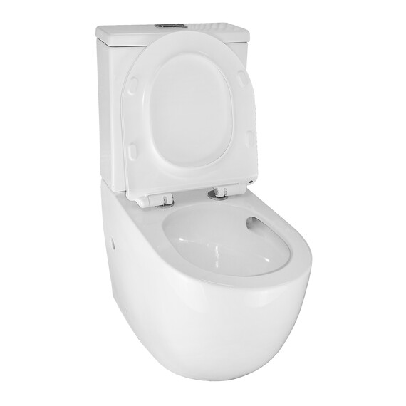 Унитаз-компакт безободковый Azario Corsa AZ-2062T с тонкой крышкой микролифт (Система смыва Торнадо) фото 4