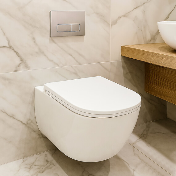 Унитаз подвесной безободковый Azario FOTE AZ-116-UQ3 с тонкой крышкой микролифт (Система смыва торнадо) фото 16