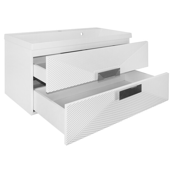 Тумба подвесная с раковиной Azario Zena 100/2 100 см CS00096981, белый глянцевый фото 2