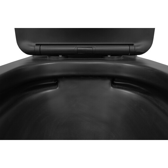 Унитаз-компакт безободковый Azario Black King AZ-8303-D с тонкой крышкой микролифт, чёрный матовый фото 7