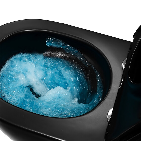 Унитаз подвесной безободковый Azario Grado AZ-0046-UQ3-MB с крышкой микролифт, чёрный матовый (Система смыва торнадо) фото 15