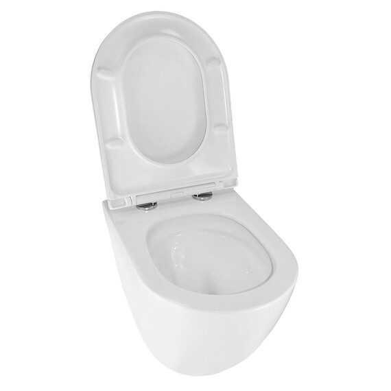 Унитаз подвесной безободковый Azario Eclat AZ-2381-A с тонкой крышкой микролифт (Система смыва Торнадо) фото 5