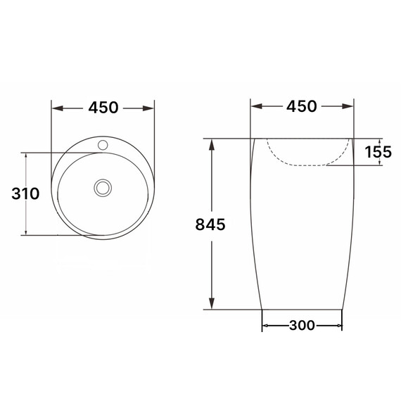 Раковина напольная Azario Tea 45 см AZ-M30148 фото 2