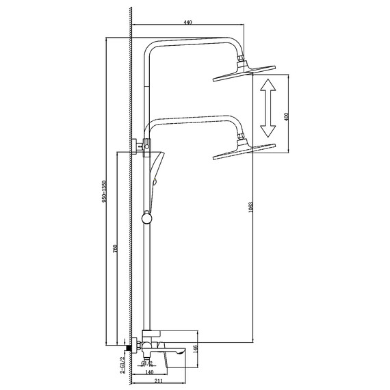 Душевая стойка Azario Alanti AZ-K2332B, чёрный матовый фото 6