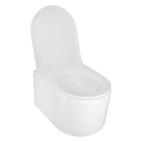 Унитаз подвесной безободковый Azario Luzio AZ-098-UQ (система смыва Торнадо) с тонкой крышкой микролифт фото 4