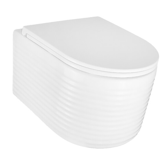 Унитаз подвесной безободковый Azario Luzio AZ-098-UQ (система смыва Торнадо) с тонкой крышкой микролифт фото 3