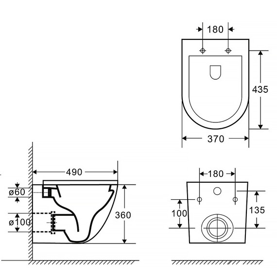 Унитаз подвесной безободковый Azario Grado AZ-0046-UQ3-MB с крышкой микролифт, чёрный матовый (Система смыва торнадо) фото 17
