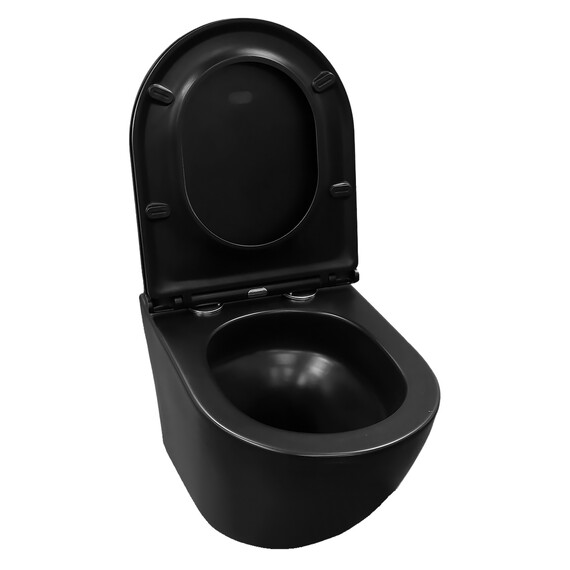 Унитаз подвесной безободковый Azario Grado AZ-0046-UQ3-MB с крышкой микролифт, чёрный матовый (Система смыва торнадо) фото 5