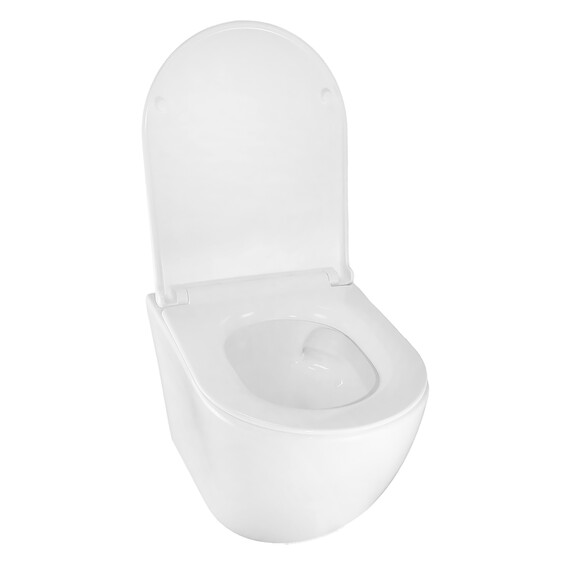 Унитаз подвесной безободковый Azario BONELLE AZ-2801E с тонкой крышкой микролифт (Система смыва торнадо) фото 4