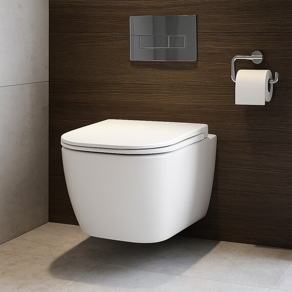 Унитаз подвесной безободковый Azario RIANO AZ-2808E с крышкой микролифт (Система смыва торнадо) фото 15