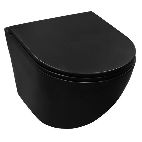 Унитаз подвесной безободковый Azario Grado AZ-0046-UQ3-MB с крышкой микролифт, чёрный матовый (Система смыва торнадо) фото 3