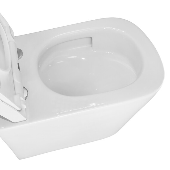 Унитаз подвесной безободковый Azario Vesper AZ-1373WH с тонкой крышкой микролифт (Система смыва торнадо) фото 7