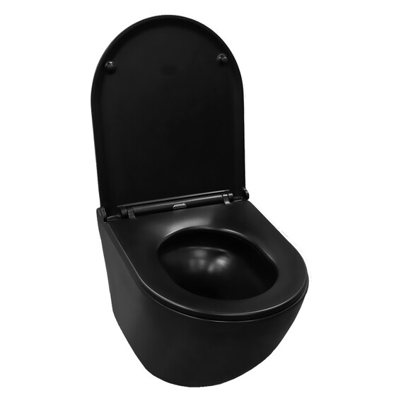 Унитаз подвесной безободковый Azario Grado AZ-0046-UQ3-MB с крышкой микролифт, чёрный матовый (Система смыва торнадо) фото 4