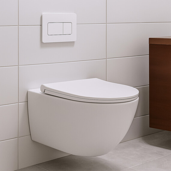 Унитаз подвесной безободковый Azario BONELLE AZ-2801E с тонкой крышкой микролифт (Система смыва торнадо) фото 16