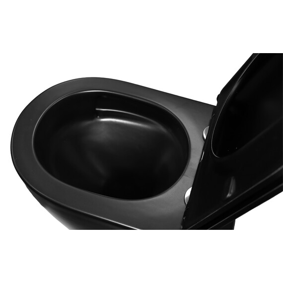 Унитаз подвесной безободковый Azario Grado AZ-0046-UQ3-MB с крышкой микролифт, чёрный матовый (Система смыва торнадо) фото 7