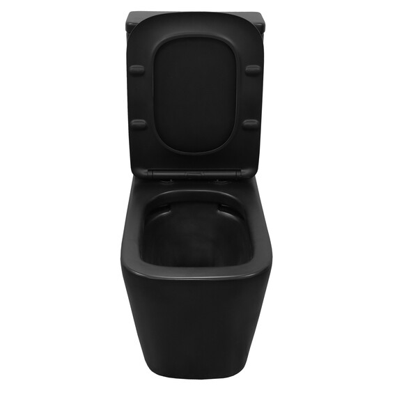 Унитаз-компакт безободковый Azario Black King AZ-8303-D с тонкой крышкой микролифт, чёрный матовый фото 6