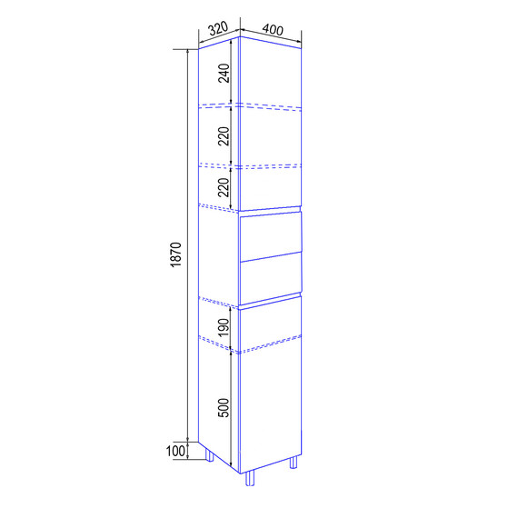 Пенал напольный Azario Эстима 40 см R CS00094561, графит фото 5