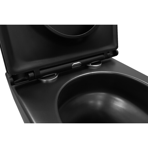 Унитаз подвесной безободковый Azario Grado AZ-0046-UQ3-MB с крышкой микролифт, чёрный матовый (Система смыва торнадо) фото 11