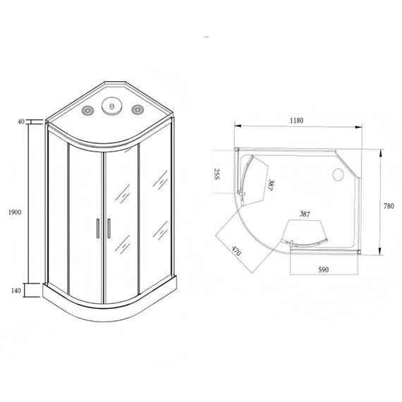 Душевая кабина Loranto 120x80 см CS-877EBTM/W-120 R, чёрный/прозрачное фото 3