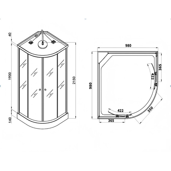 Душевая кабина Loranto 100x100 см CS-881ED13TM/W-100, белый/прозрачное фото 3