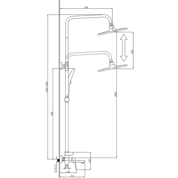 Душевая стойка Azario Alanti AZ-K2332-1B, чёрный матовый фото 8