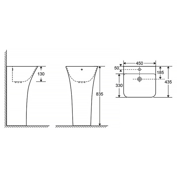 Раковина напольная Azario Fretta Square 45 см AZ-315 фото 3