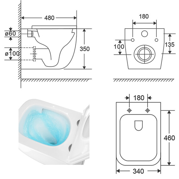 Унитаз подвесной безободковый Azario FOTE AZ-116-UQ3 с тонкой крышкой микролифт (Система смыва торнадо) фото 17