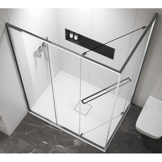 Душевое ограждение Azario Monako 100x100 см AZ-L47-100-MGR-CL, графит матовый/прозрачное фото 2