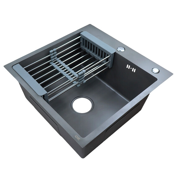 Кухонная мойка Azario Nicole AZG5050H (сифон, дозатор и коландер в комплекте) серый соты фото 6