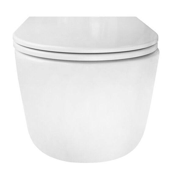 Унитаз подвесной безободковый Azario Nata AZ-5102T-WHT с тонким быстросъемным сиденьем микролифт (Система смыва торнадо) фото 4