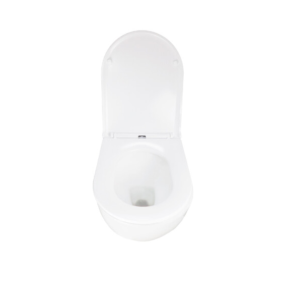 Унитаз подвесной безободковый Azario RUMBA AZ-5175T-WHT с тонкой крышкой микролифт (система смыва Торнадо) фото 7