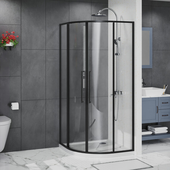 Душевое ограждение Azario SHANGHAI 100x100 см AZ-S43-100-MB-CL, чёрный матовый/прозрачное фото 2