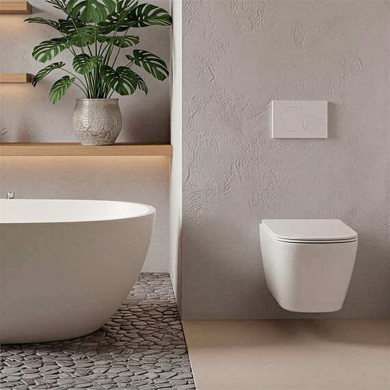 Унитаз подвесной безободковый Azario AIRA AZ-5171T-WHT с тонкой крышкой микролифт (система смыва Торнадо) фото 14