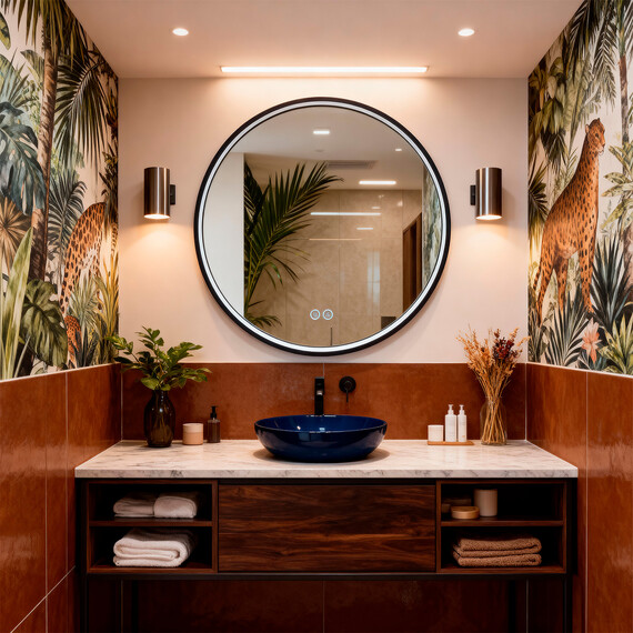 Зеркало Azario Димион 70 см АZ-LED010925 (подсветка, подогрев и сенсорный выключатель) чёрный матовый фото 3