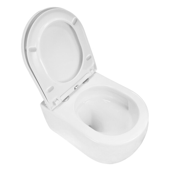 Унитаз подвесной безободковый Azario Rime AZ-1683WHD с быстросъемным сиденьем микролифт (система смыва Торнадо) фото 6