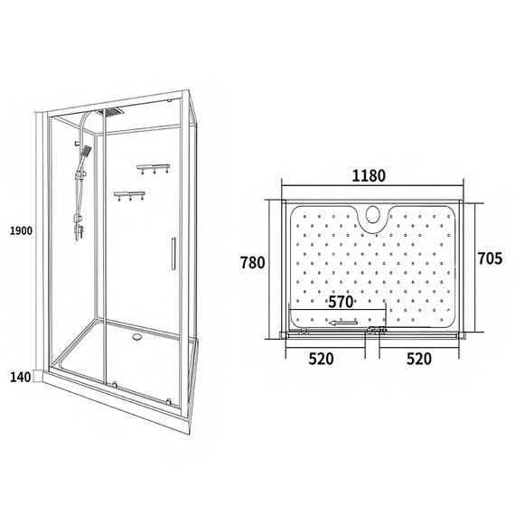Душевая кабина Loranto 120х80 см CS-3010TM/W-120L, чёрный/прозрачное фото 3