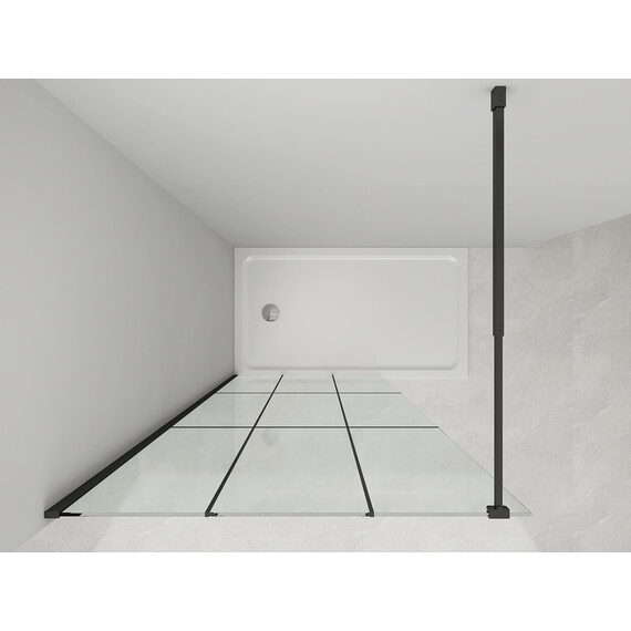 Душевая перегородка Loranto Walk-in 70 см CS-W02B-70 (стекло 8 мм) чёрный матовый/прозрачное "Лофт клетка" фото 5