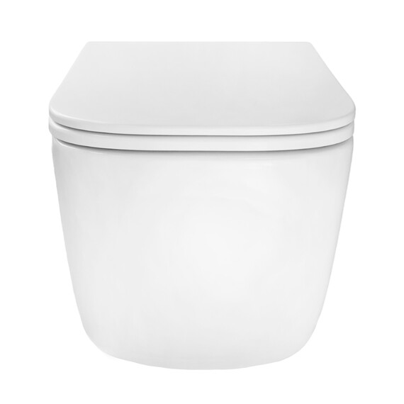 Унитаз подвесной безободковый Azario Bacio AZ-5103T-WHT с тонким быстросъемным сиденьем микролифт (Система смыва торнадо) фото 4