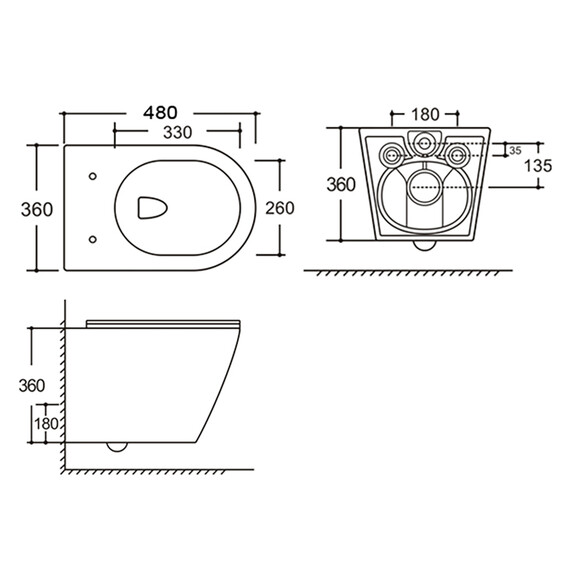 Унитаз подвесной безободковый Azario VELA AZ-2480MB с крышкой микролифт (Система смыва торнадо) чёрный матовый фото 17