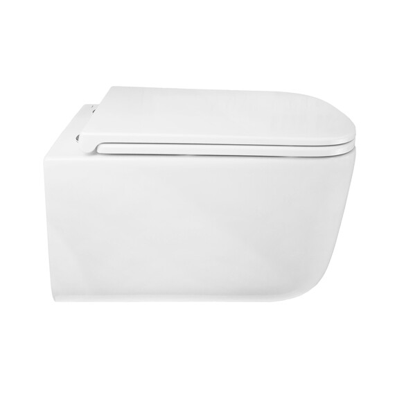 Унитаз подвесной безободковый Azario Bacio AZ-5103T-WHT с тонким быстросъемным сиденьем микролифт (Система смыва торнадо) фото 5