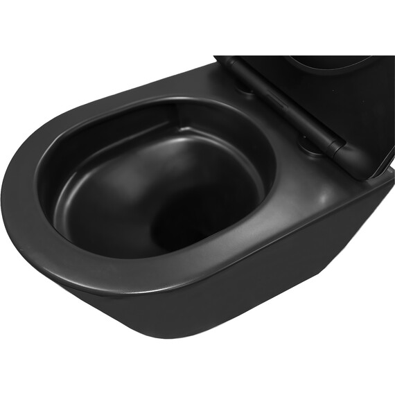 Унитаз подвесной безободковый Azario VELA AZ-2480MB с крышкой микролифт (Система смыва торнадо) чёрный матовый фото 8