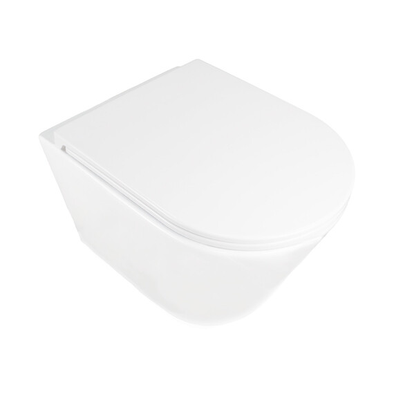 Унитаз подвесной безободковый Azario SONGO AZ-5180T-WHT с тонкой крышкой микролифт (система смыва Торнадо) фото 3