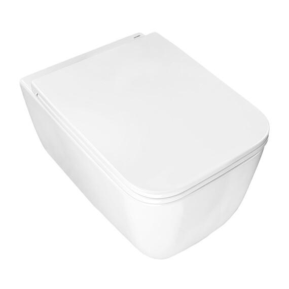Унитаз подвесной безободковый Azario Vater AZ-5104T-WHT с тонким быстросъемным сиденьем микролифт (Система смыва торнадо) фото 3