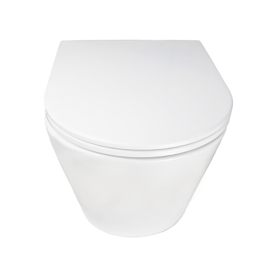 Унитаз подвесной безободковый Azario SONGO AZ-5180T-WHT с тонкой крышкой микролифт (система смыва Торнадо) фото 7