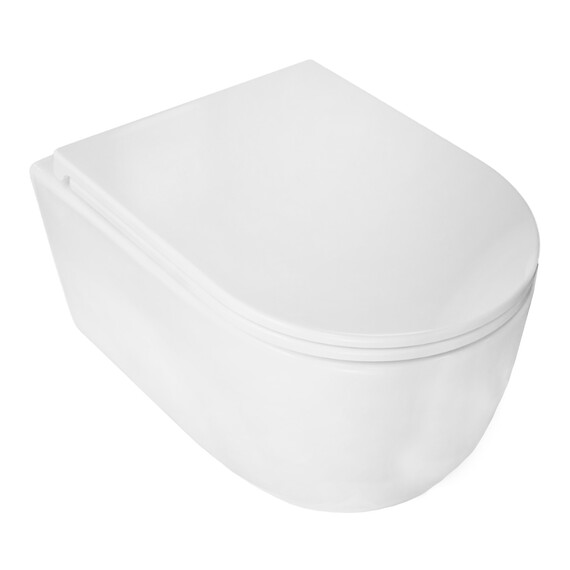 Унитаз подвесной безободковый Azario Nata AZ-5102T-WHT с тонким быстросъемным сиденьем микролифт (Система смыва торнадо) фото 3