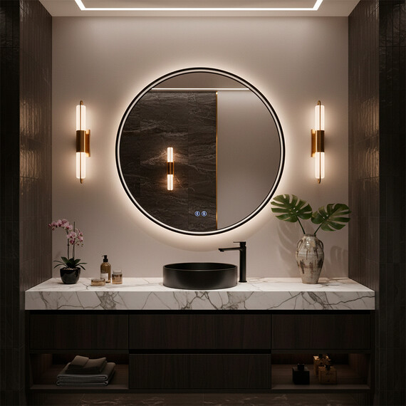 Зеркало Azario Димион 60 см АZ-LED010525 (подсветка, подогрев и сенсорный выключатель) серый матовый фото 3