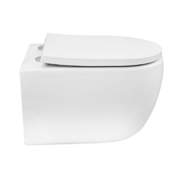Унитаз подвесной безободковый Azario Rime AZ-1683WHD с быстросъемным сиденьем микролифт (система смыва Торнадо) фото 3