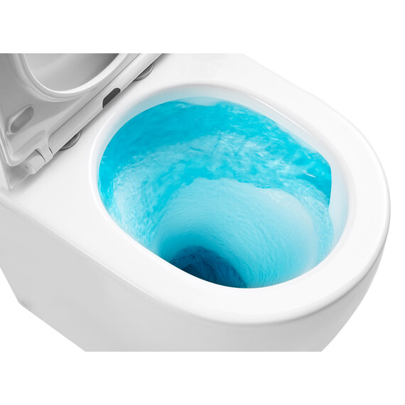 Унитаз-компакт безободковый Azario LEO TORNADO FLUSHING AZ-1253CT с тонкой крышкой микролифт (система смыва Торнадо) фото 4